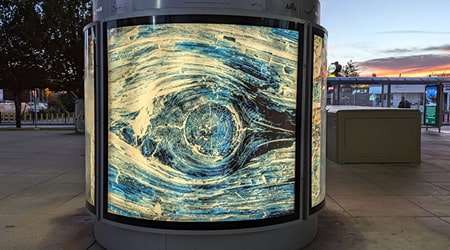 Drift WoodScapes: Blue Views, Maria Coletsis, 2024. Lansdowne Canada Line Station