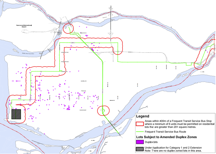 Map - Duplex properties affected by Bill 44