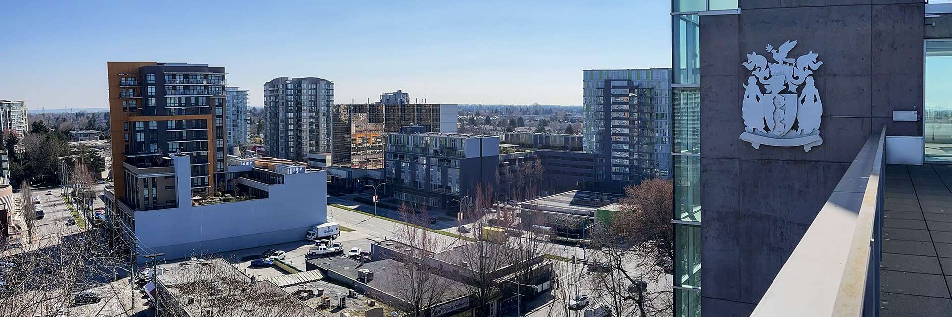 View of central Richmond from the eastern tower at City Hall