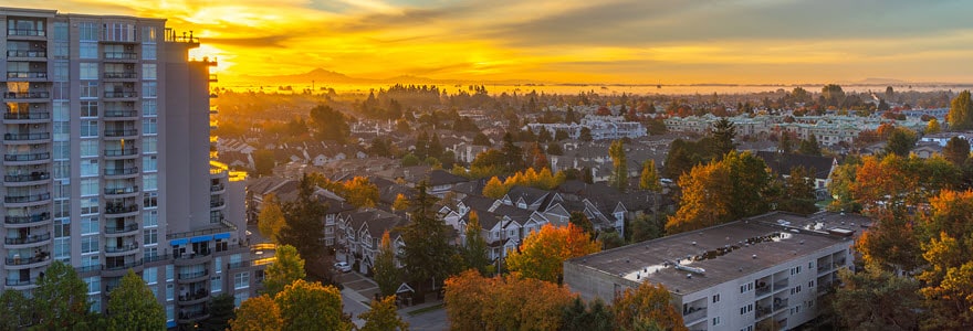 Richmond skyline housing sunset