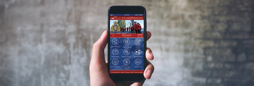 Mobile phone depicting use of Safety app