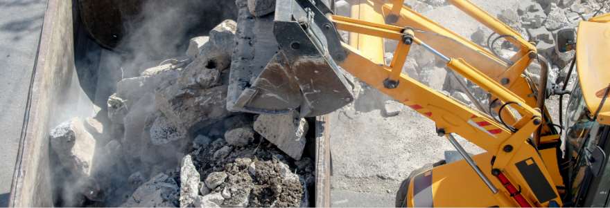 View of a commercial building being demolished