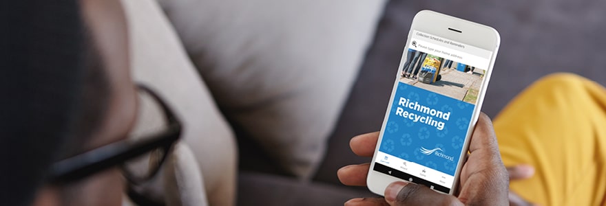Mobile phone depicting use of Recycling app