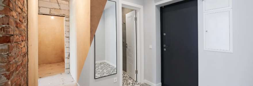 Before and after graphic of an apartment renovation