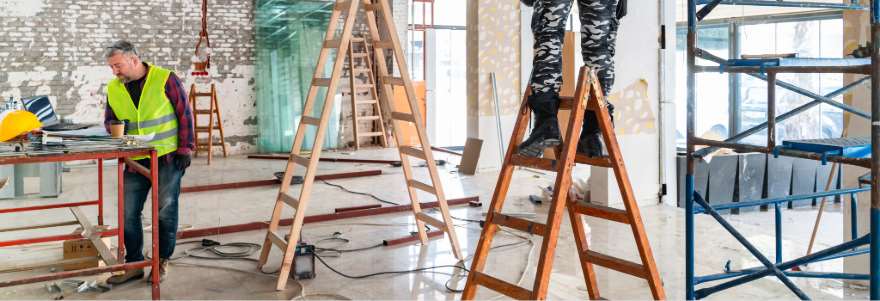 View of a commercial building being renovated