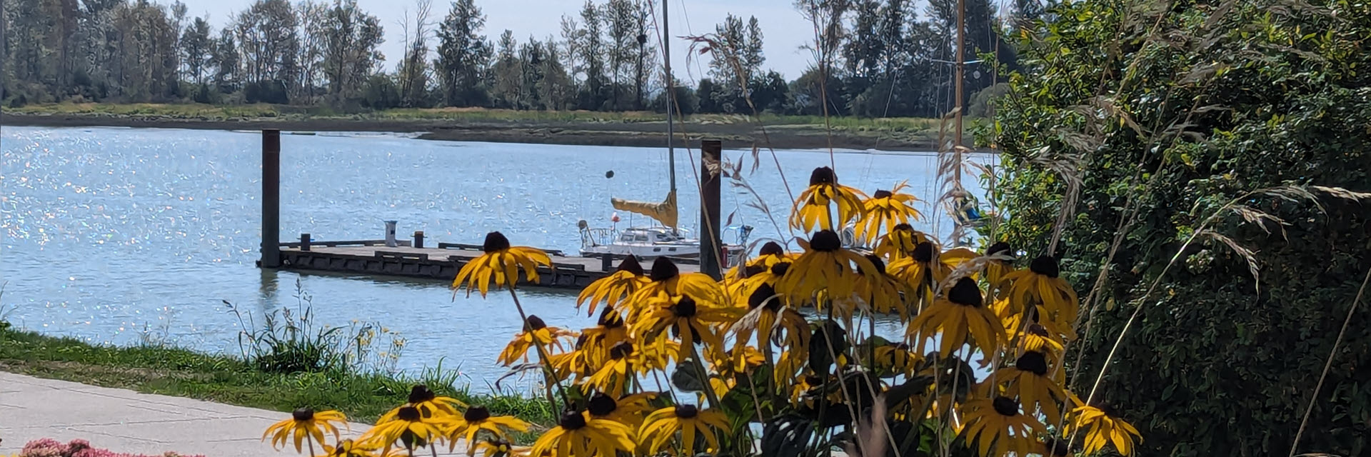View of London Landing in Steveston depicting flowers and boat