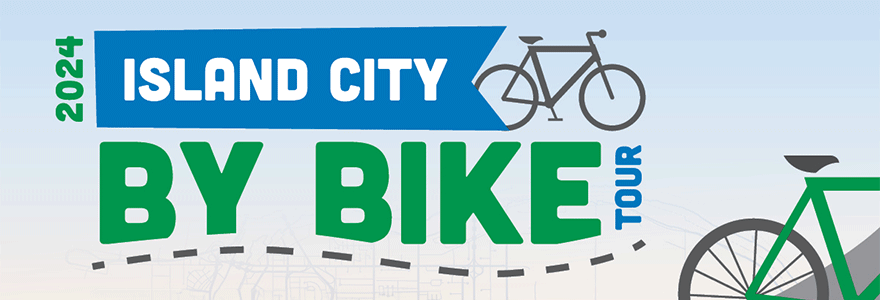 Banner for the annual Island City by Bike Tour event