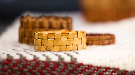 Cedar bracelets on a table cloth
