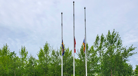Half-mast flags at Richmond City Hall