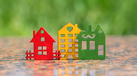 Graphic of multicoloured houses