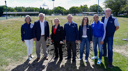The City of Richmond breaks ground on West Richmond Pavilion. (L to R): Councillor Alexa Loo; Mayor Malcom Brodie; Councillors Carol Day; Bill McNulty; Laura Gillanders; Kash Heed; Andy Hobbs.
