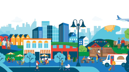Graphic of a city skyline