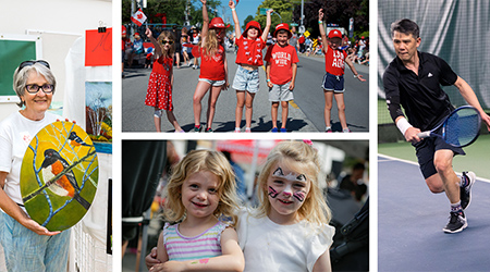 Photo collage of people doing a variety of activities
