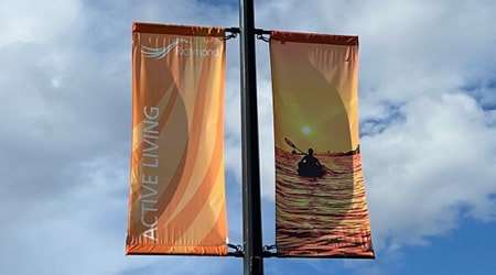 Active Living orange street banner