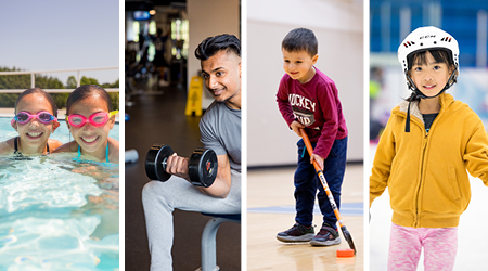 Collage of youth being active with summer active pass