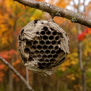 View of wasp nest in final stages