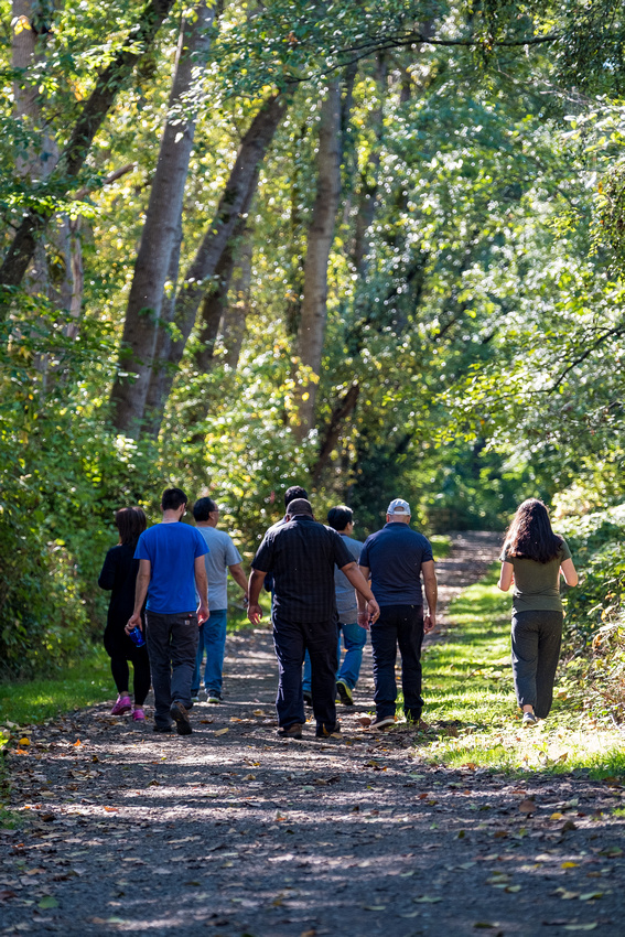 Trail users at Horseshoe Slough