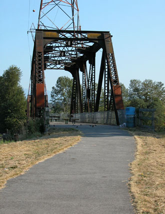 View of  Mitchell Island Pier, from park  looking north